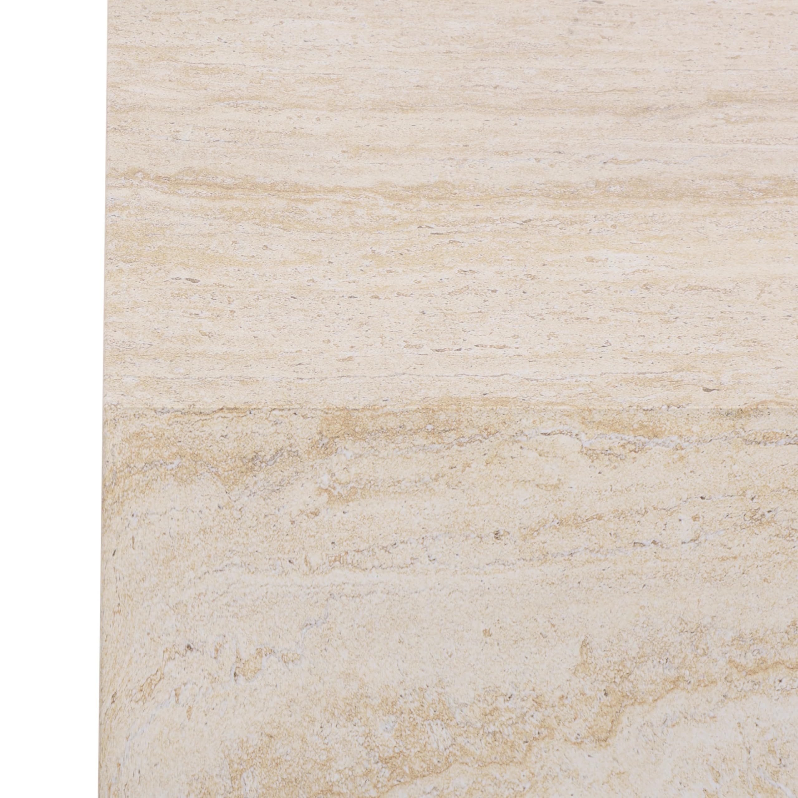 SAFAVIEH Outdoor - Tina Rectangle Coffee Table - Travertine-Effect - Fully Assembled - Weather Resistant - Ideal for Deck, Patio, Backyard, 39.4" W x 23.6" D x 10.6" H (PAT6213A)