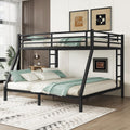 Bellemave Queen Over King Bunk Bed for Adults, Queen Over King Bunk Beds Frame with 2 Side Ladder and Full Length Guardrail, Easy Assemble Bunkbeds, Noise Reduced, Mattress Not Included, Black