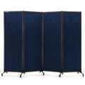 Upgrade Version Room Partition and Divider, Freestanding Rolling Dividers with Wheels,Office Privacy Screen Divider Wall,Classroom Felt Dividers,8'2"L* 6'7"H,4 Panel，Blue