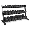 CAP 1200 LB Dumbbell Set with 3-Tier Rack, Rubber Hex Weights, Home & Commercial Gym Weight Set for Strength Training, Chrome Handle, Black Rack