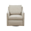 Martha Stewart Amber Swivel Chair for Living Room Barrel Style Bedroom Lounge Removable Foam Seat Cushion Upholstered, Nursery Furniture, Metal Base, Fully Assembled, 30.5" D x 30" W x 35" H, Natural