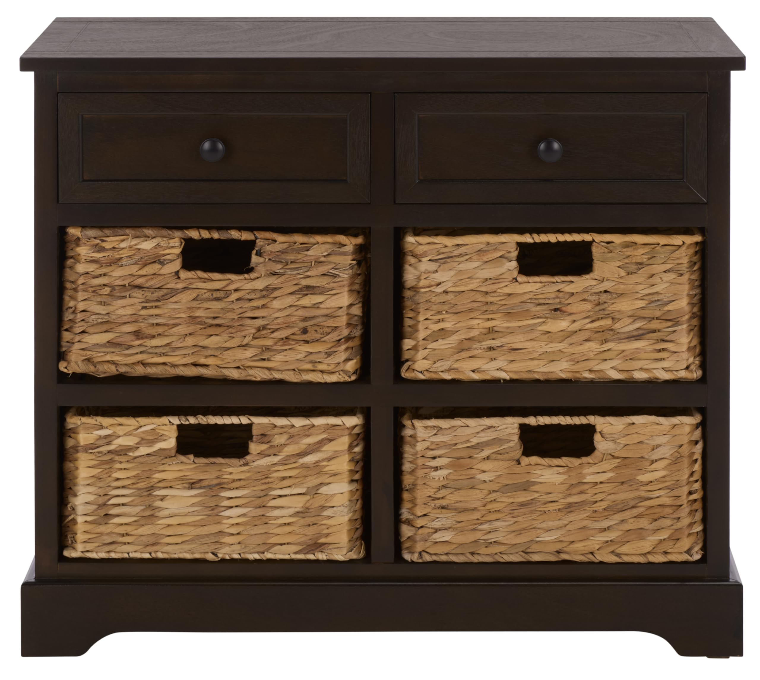SAFAVIEH Furniture - Herman 2-Drawer Storage Unit - Dark Chocolate - Solid Wood - Classic Storage Design - Ideal for Living Room, Entryway, 29" W x 13" D x 27.5" H - Fully Assembled (AMH5702H)