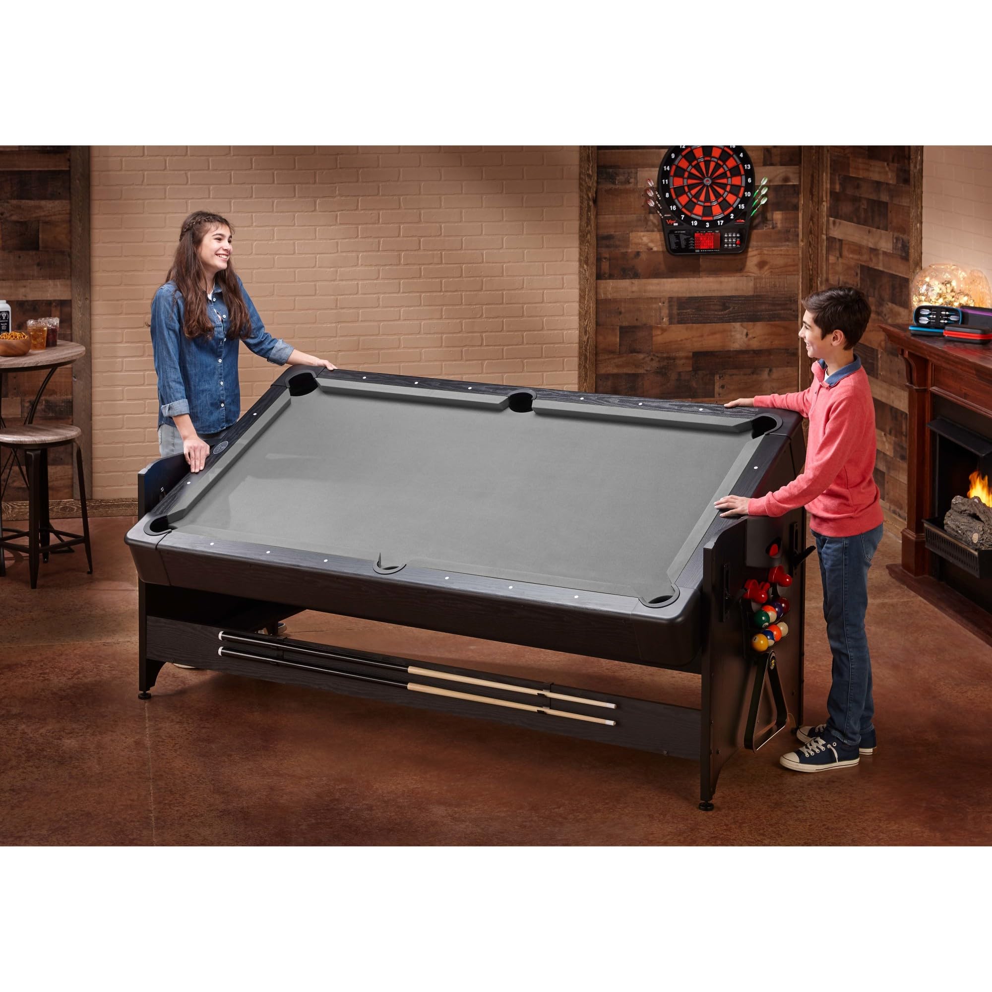 Fat Cat Original 3-in-1 7 Foot Pockey Multi Game Table, Air Hockey Table, Pool Table, and Table Tennis Combo with Accessories