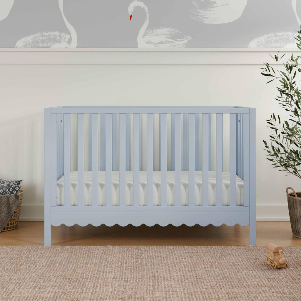 Davinci Sammy Scallop 4-in-1 Convertible Crib in Powder Blue, GREENGUARD Gold Certified