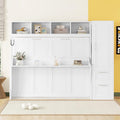 Merax Queen Size Murphy Bed, Modern Wall Bed with Storage Cabinets & Drawers, Space-Saving Foldable for Bedroom Guest Room Home Office Small Apartment, White