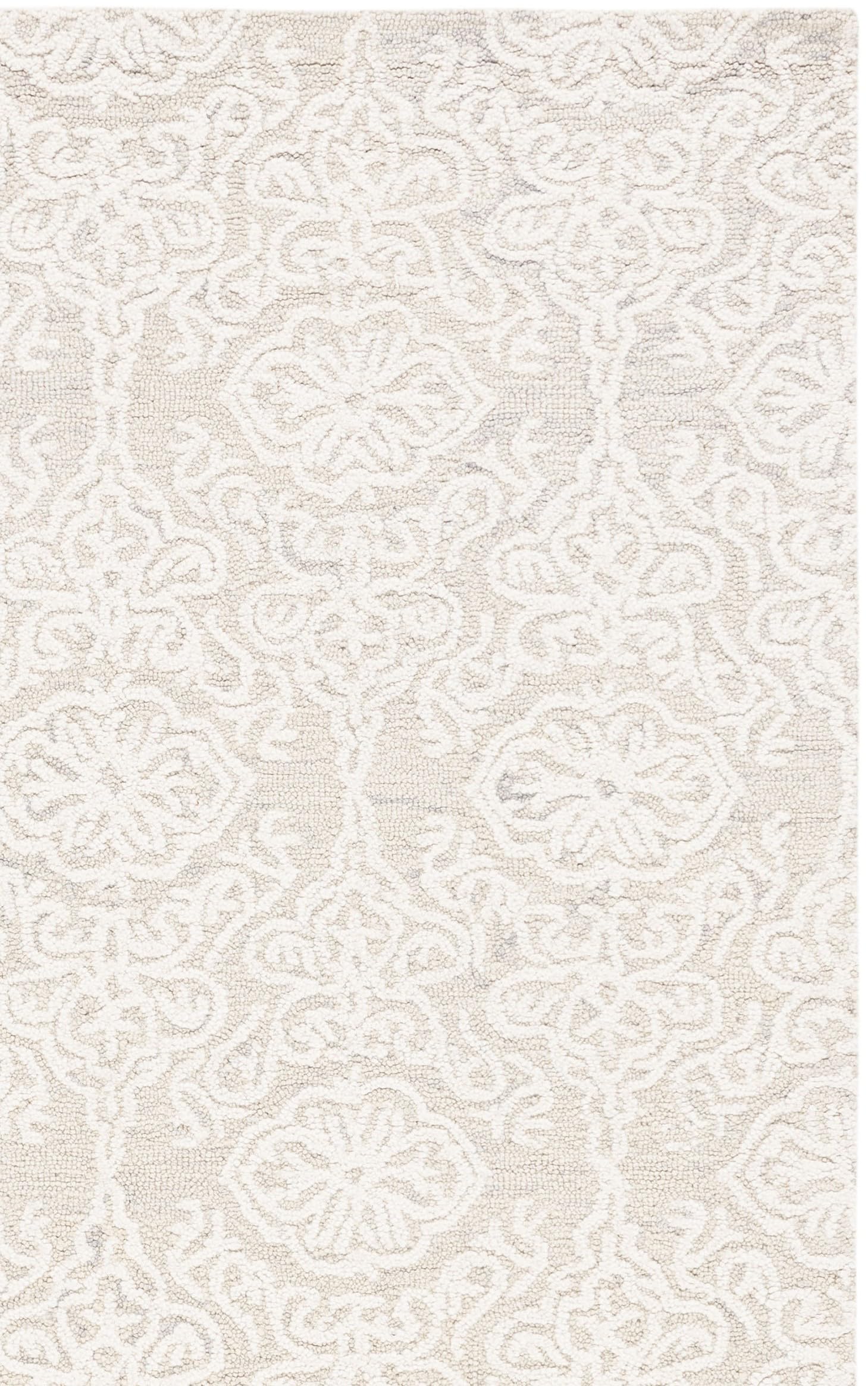 SAFAVIEH Area Rug 8x10 - Blossom Collection - Large - Silver & Ivory, Handmade Wool, Ideal for Living Room, Bedroom, Office, Dining Space (BLM112G)