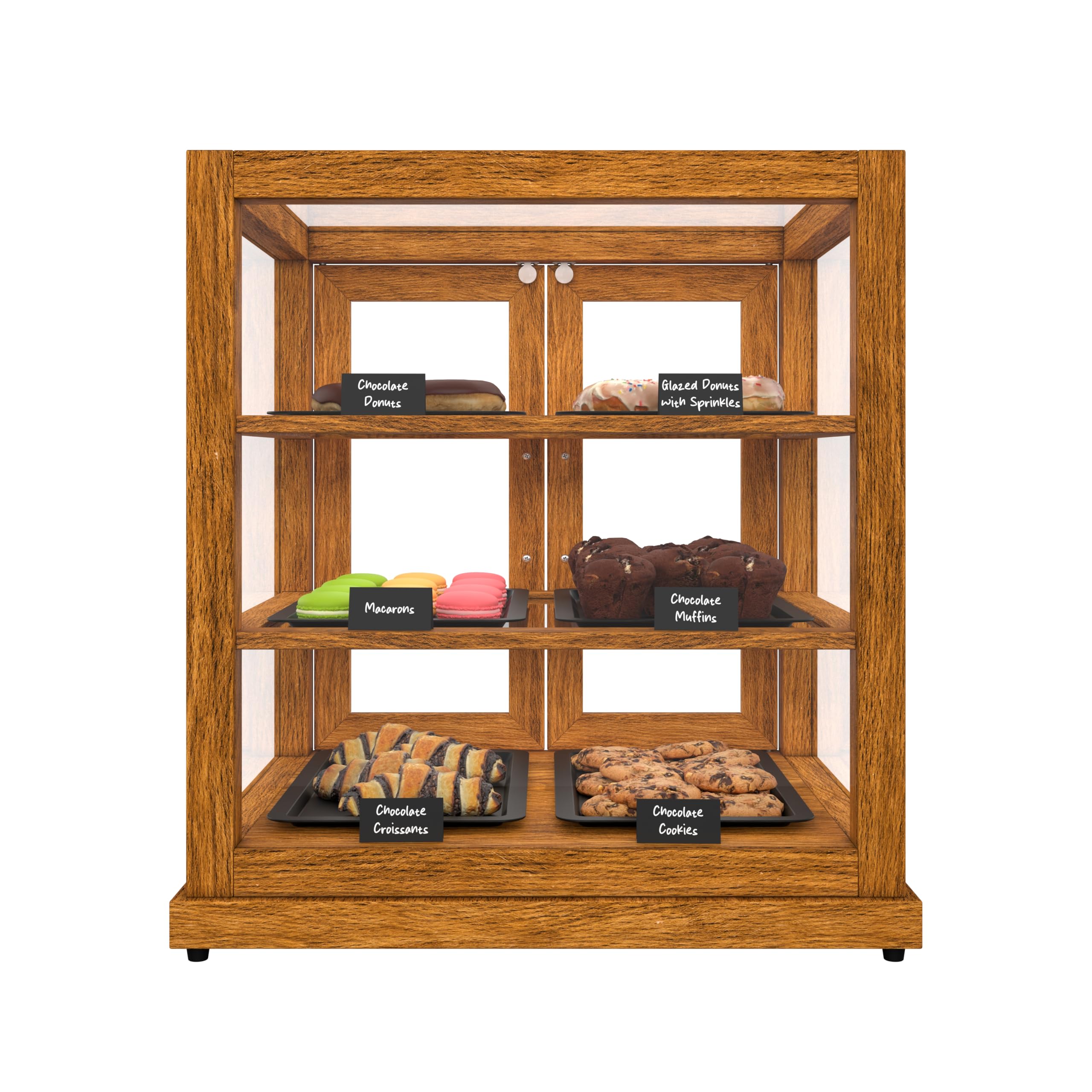 KoolMore 25 in. Light Wood Countertop Upright Dry Bakery Display Case, Pastry, Cake, and Bread Display with Tempered Glass