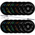 Fitvids 2-Inch Olympic Bumper Weight Plates Including 280 LB Weight Plates & 7FT Olympic Barbell Bar, Black