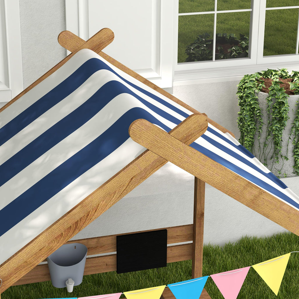 GOWE Wooden Sandbox with Canopy House Design for 3-7 Years Old, Brown