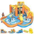 Inflatable Water Park for Kids 3-10yr, 12-in-1 Large Water Slide Bounce House with Dual Slide, Blower, 2 Splash Pools, Climbing Wall, Tunnel, Water Cannon, Basketball, Blow Up Water Slide for Backyard