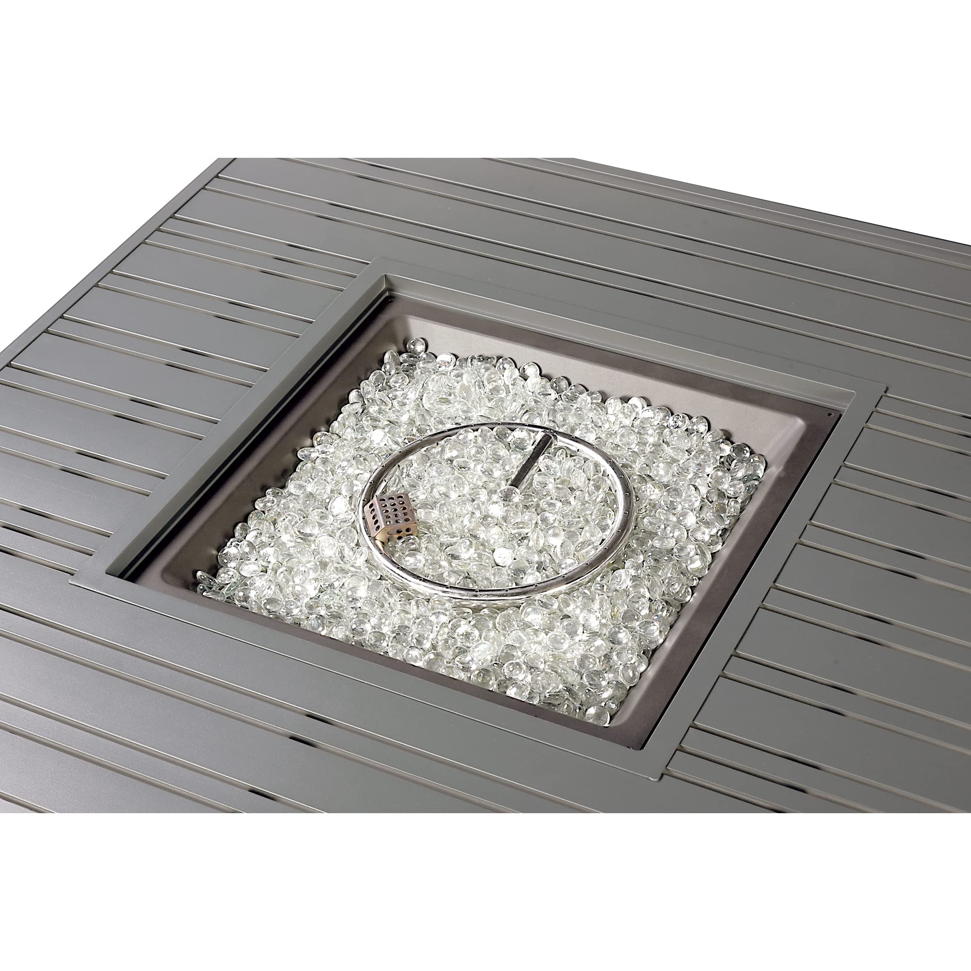 Oakland Living Square 42 in. x 42 in. Aluminum Propane Fire Pit Table with Glass Beads, Two Covers, Lid, 57,000 BTUs in Grey Finish