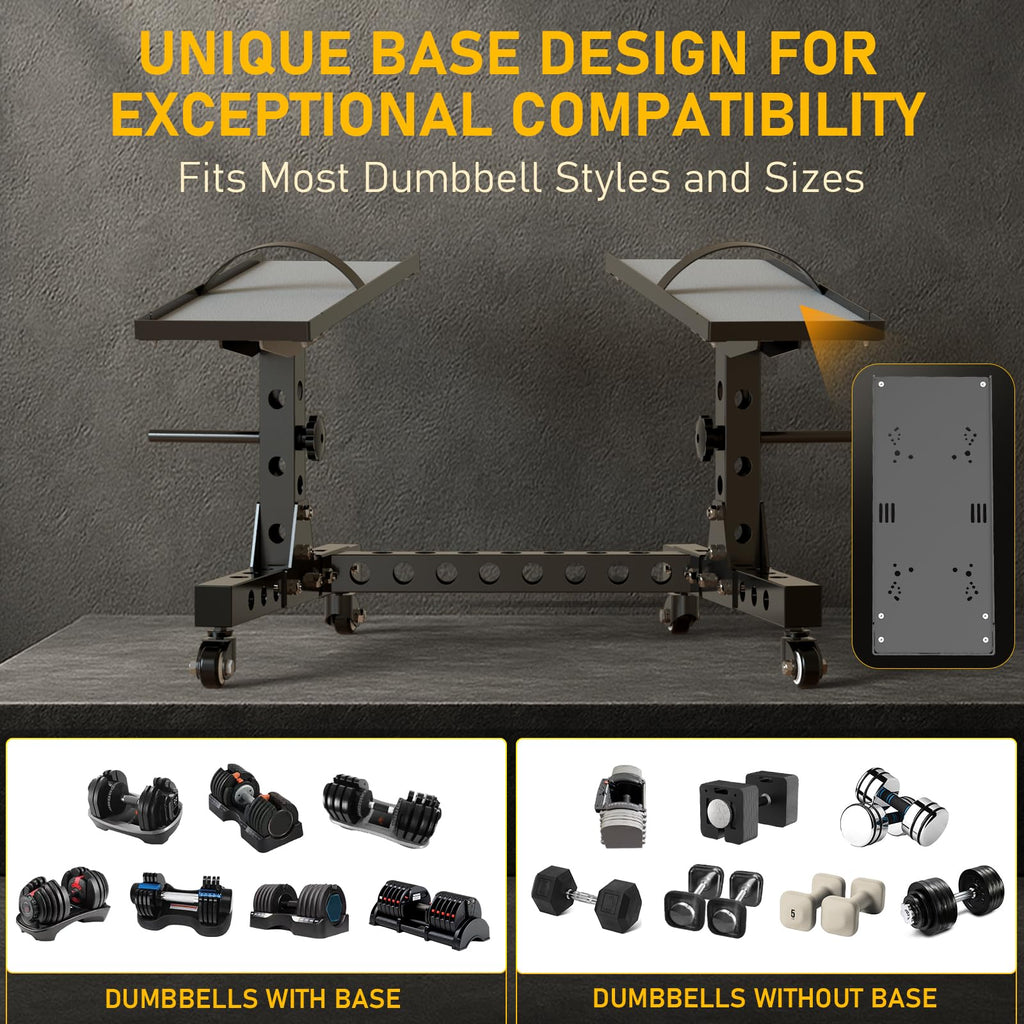 Eisenlink Adjustable Dumbbell Rack & Weight Rack, Holds 440 lbs, Space Saving Design for Home Gym Organization (Low Rack)