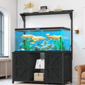 DWVO 40-120 Gallon Fish Tank Stand with Power Outlets, Heavy Duty Aquarium Stand with Storage, Metal Reptile Terrariums Table for Turtle Accessories Storage,1100LBS Capacity, Black