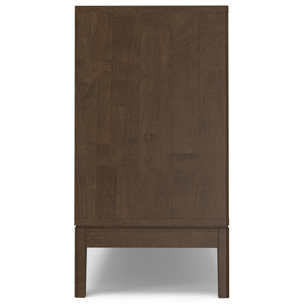 SIMPLIHOME Harper Buffet - 60 inch Wide Solid Wood 3-Door Sideboard Buffet in Walnut Brown, Mid-Century Modern Cabinet for Dining Room or Kitchen with Adjustable Shelves and Tapered Legs