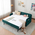 Ball & Cast Twin Size Daybed with Pop up Trundle,Velvet Upholstered Day Bed Frame with Channel Tufted Backrest,Extendable Trundle Bed with USB Port & Side Pocket,Twin to King Design,Emerald