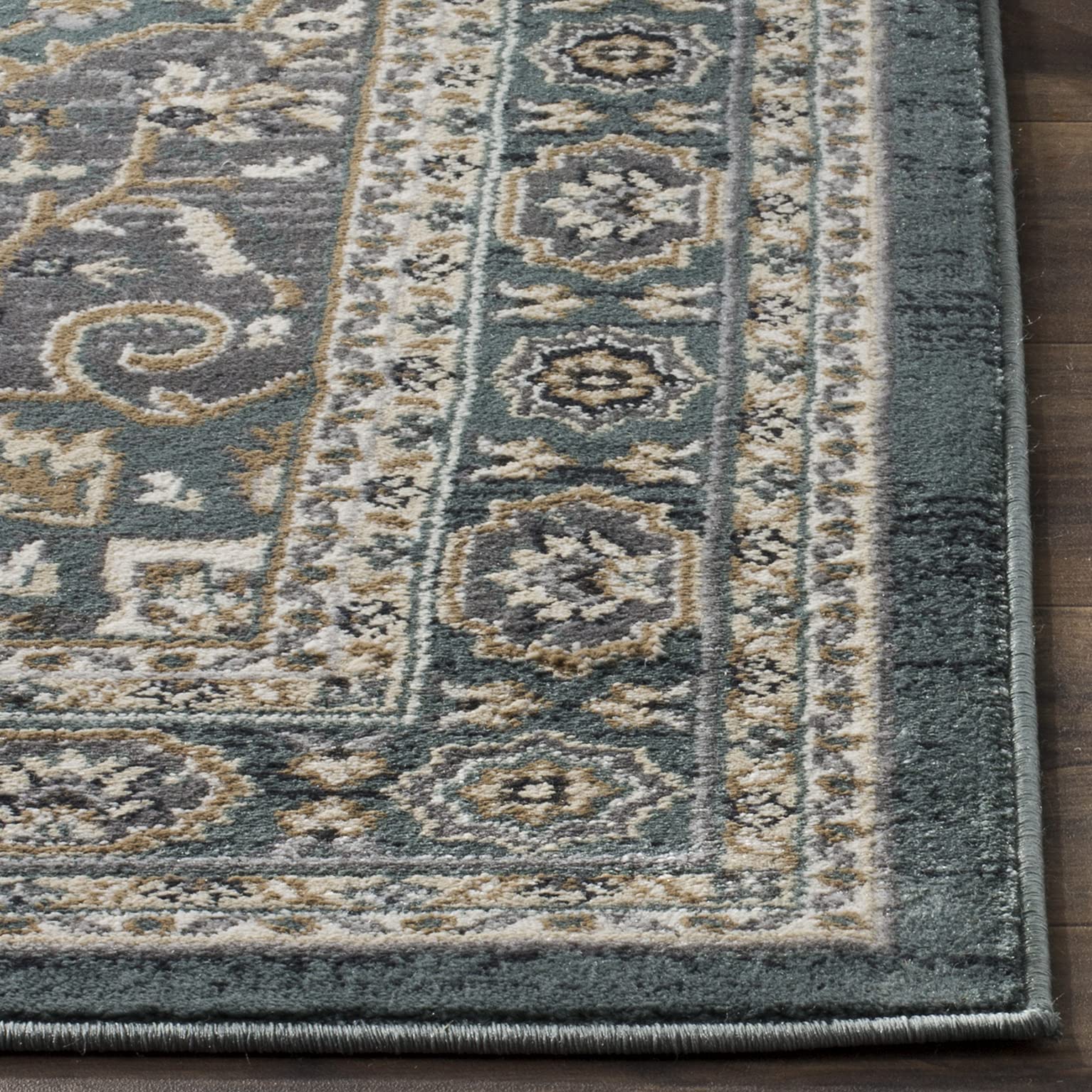 SAFAVIEH Lyndhurst Collection Area Rug - 9' x 12', Teal & Grey, Traditional Oriental Design, Non-Shedding & Easy Care, Ideal for High Traffic Areas in Living Room, Bedroom (LNH338A)