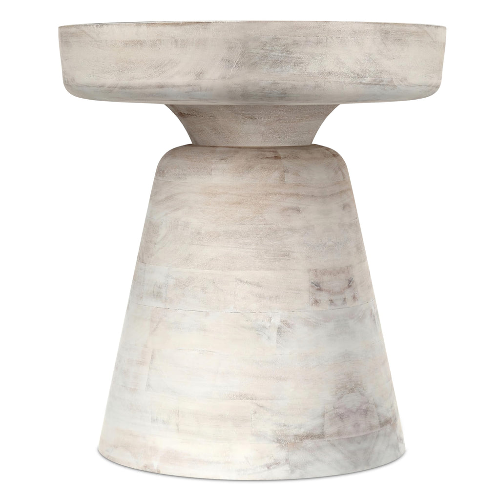 SIMPLIHOME Robbie Accent Table - 16 inch Wide Solid Mango Wood End Table in Distressed White Wash, Boho Contemporary Rustic Side Table for Living Room or Bedroom with Multipurpose Function, Assembled