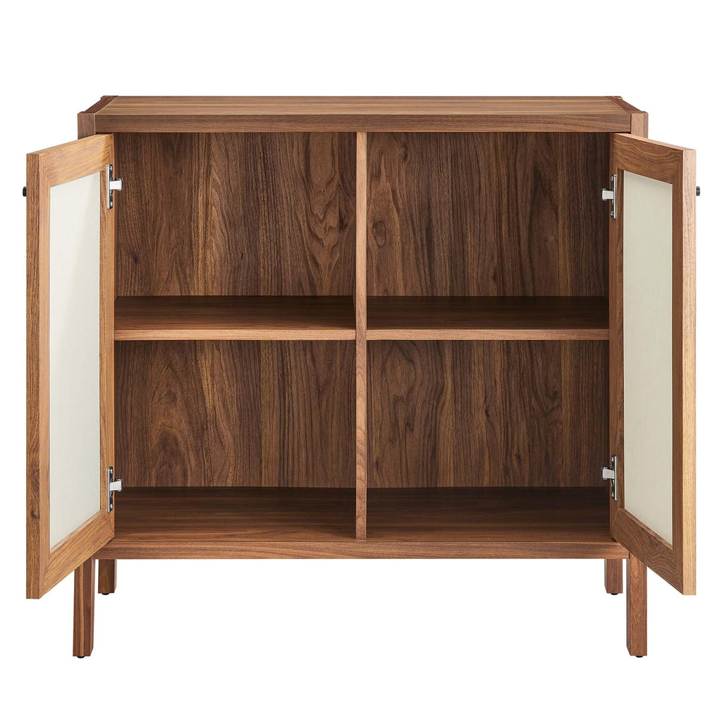 Modway Capri 33 Inch Sideboard Walnut, Hallway or Entryway Storage Cabinet with Doors, Mid-Century Modern Buffet Table or Credenza for Living or Dining Room
