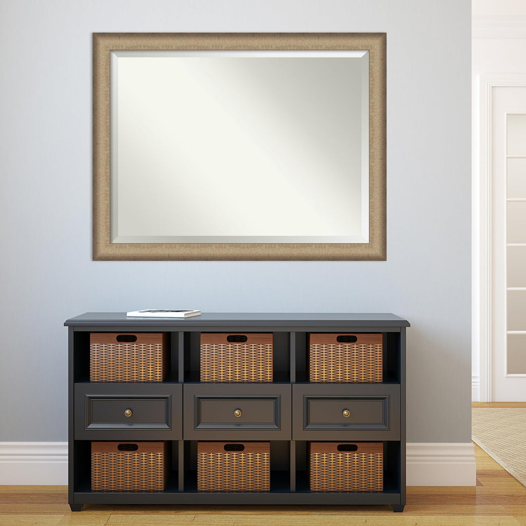 Amanti Art Bronze Wall Mirror 35x45 Elegant Brushed Bronze Rectangle Bathroom Mirror for Wall Decor Living Room, X-Large Casual Frame, Hangs Horizonally and Vertically, Bathroom Decor, Beveled Edge