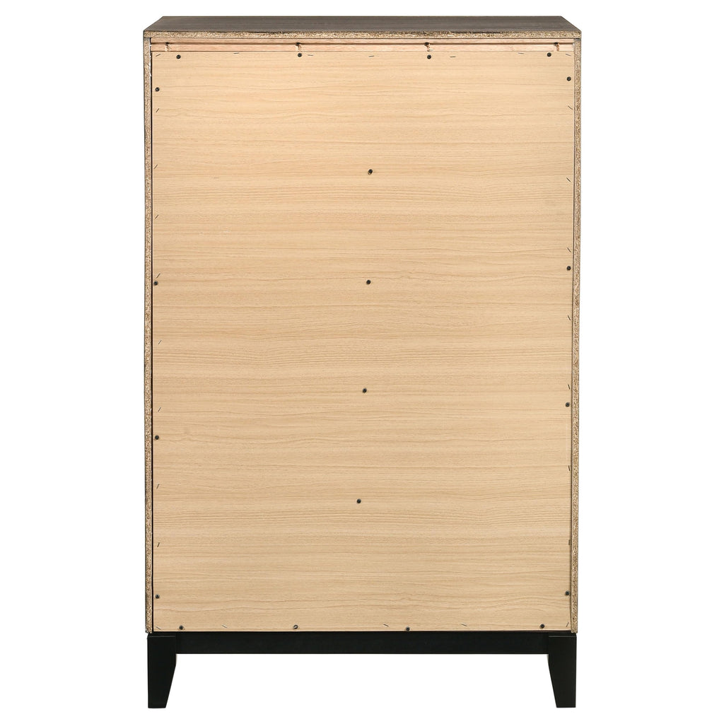 Coaster Home Furnishings - Watson - Wood - 5-Drawer Chest with Groove-Detailed Fronts, Black Legs, and Nickel Pulls - Bedroom - Gray Oak - 212425