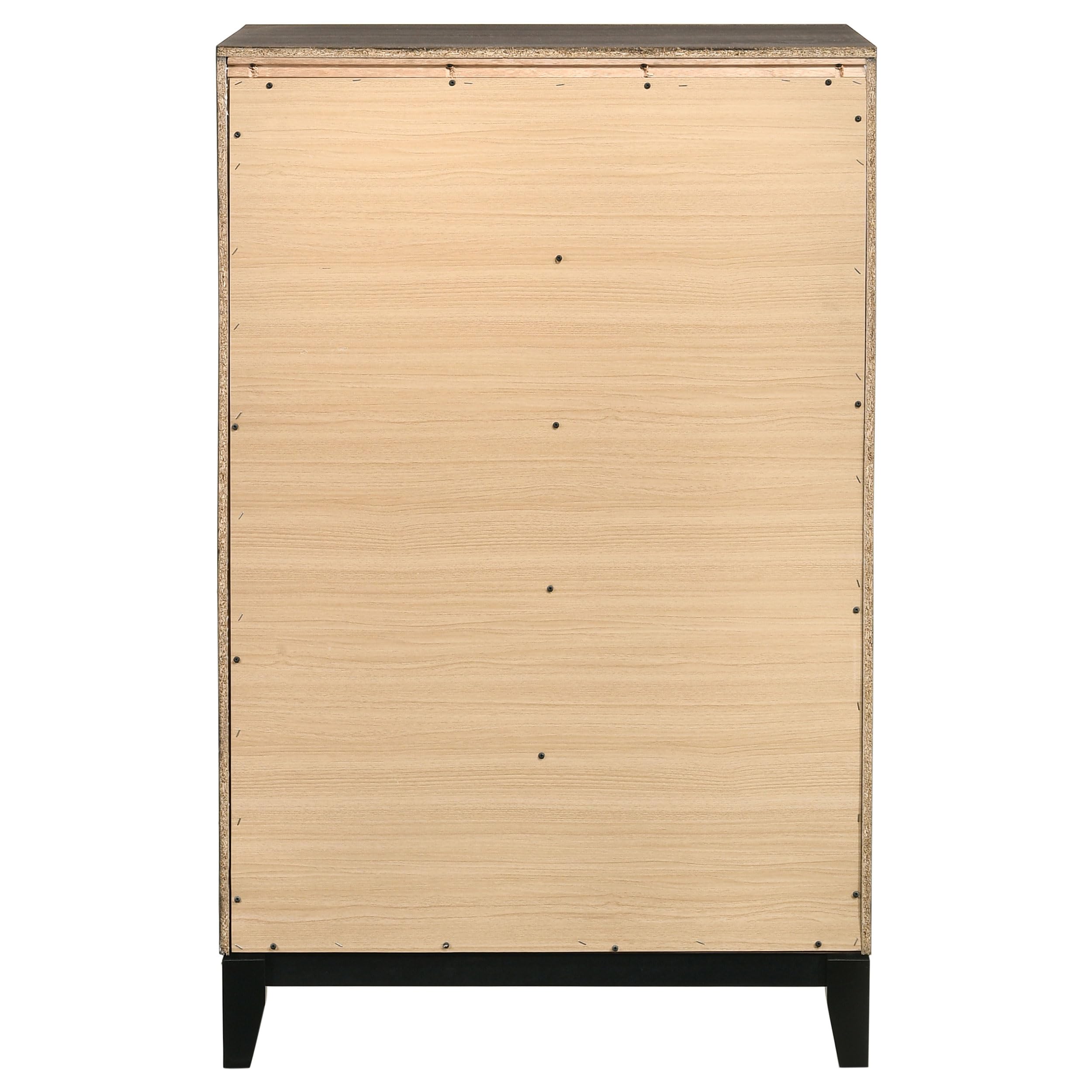 Coaster Home Furnishings - Watson - Wood - 5-Drawer Chest with Groove-Detailed Fronts, Black Legs, and Nickel Pulls - Bedroom - Gray Oak - 212425