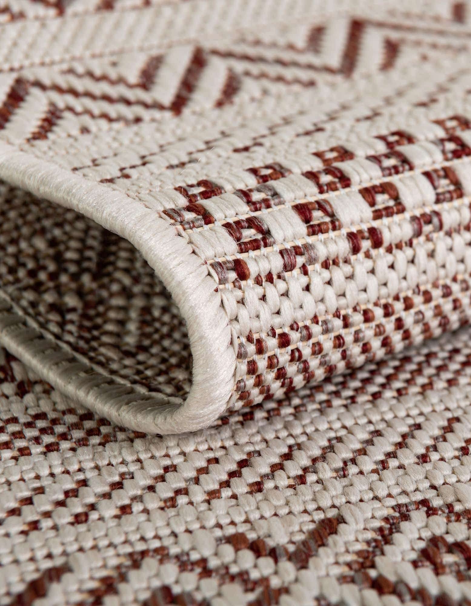 Unique Loom Outdoor Striped Collection Area Rug - Maia (10' x 14' 1" Rectangle, Red/Ivory)