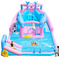 BounBounTime Inflatable Water Slide, Dolphin Bounce House for Kids 3-12, Water Park with Blower, Splash Pool, Climbing Wall, Water Cannon, Bouncy Castle for Backyard Summer Fun, 195 x 162 x 104 inches