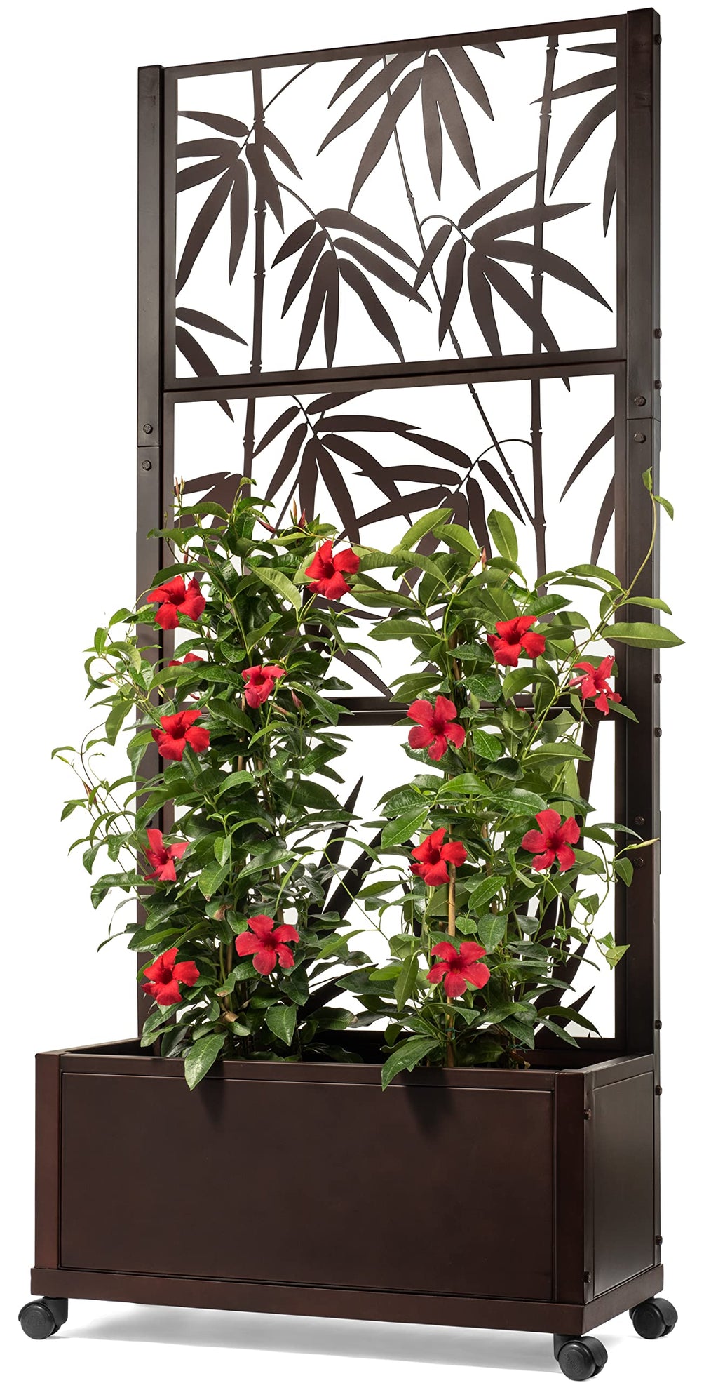 H Potter Trellis Planter with Wheels – 75" Freestanding Metal Privacy Screen Planter Box, Outdoor Indoor Garden Divider for Climbing Plants, Patio, Balcony, Deck