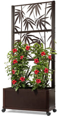 H Potter Trellis Planter with Wheels – 75" Freestanding Metal Privacy Screen Planter Box, Outdoor Indoor Garden Divider for Climbing Plants, Patio, Balcony, Deck