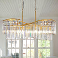 TOCHIC Modern Crystal Chandelier for Dining Room, 41 inch Gold Chandelier Light Fixture Ceiling Hanging Oval Arc Chandeliers Pendant Lighting for Kitchen Island Living Room Foyer Entryway