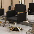 KEIKI Professional Salon Chair, 360° Swivel Hydraulic Barber Chair, Non-Tilting Styling Chair for Hair Salon, Tattoo & Beauty Spa, Black & Gold