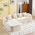 KEIKI 101.18" Cloud Sofa, Chenille L-Shape Sectional Sofa with Chaise, Four Pillows, Compressed Sofa Couch for Living Room, Guest, Bedroom, No Assembly Required, Beige