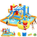 Large Inflatable Water Slide Park for Big Kids, 13-in-1 Bounce House Water Slide with Double Slides, Blower, Splash Pool, Deep Pool, 16X15X7.7ft Burger Theme Party Outdoor Backyard Blow Up Water Slide