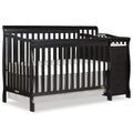 Dream On Me Brody 5-in-1 Convertible Full-Size Baby Crib & 3-Drawer Changer in Black, Pinewood, GreenGuard Gold & BSA, 1” Changer Pad, 3 Mattress Heights, Converts to Toddler & Full Size Bed