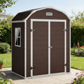 6x4.5 ft Resin Storage Shed with Floor, Weatherproof Outdoor Garden Shed, Plastic Tool Storage Shed with Double Doors for Backyard, Patio, Lawn, Bike
