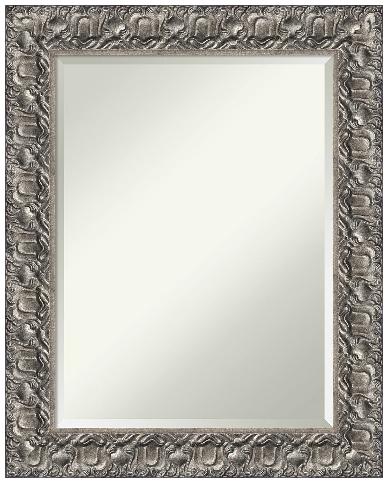 Amanti Art Silver Bathroom Mirror for Over Sink, 30x24 Silver Luxor Rectangle Vanity Mirror, Medium Traditional Wood Frame, Hangs Horizonally and Vertically, Bathroom Wall Decor, Beveled Edge
