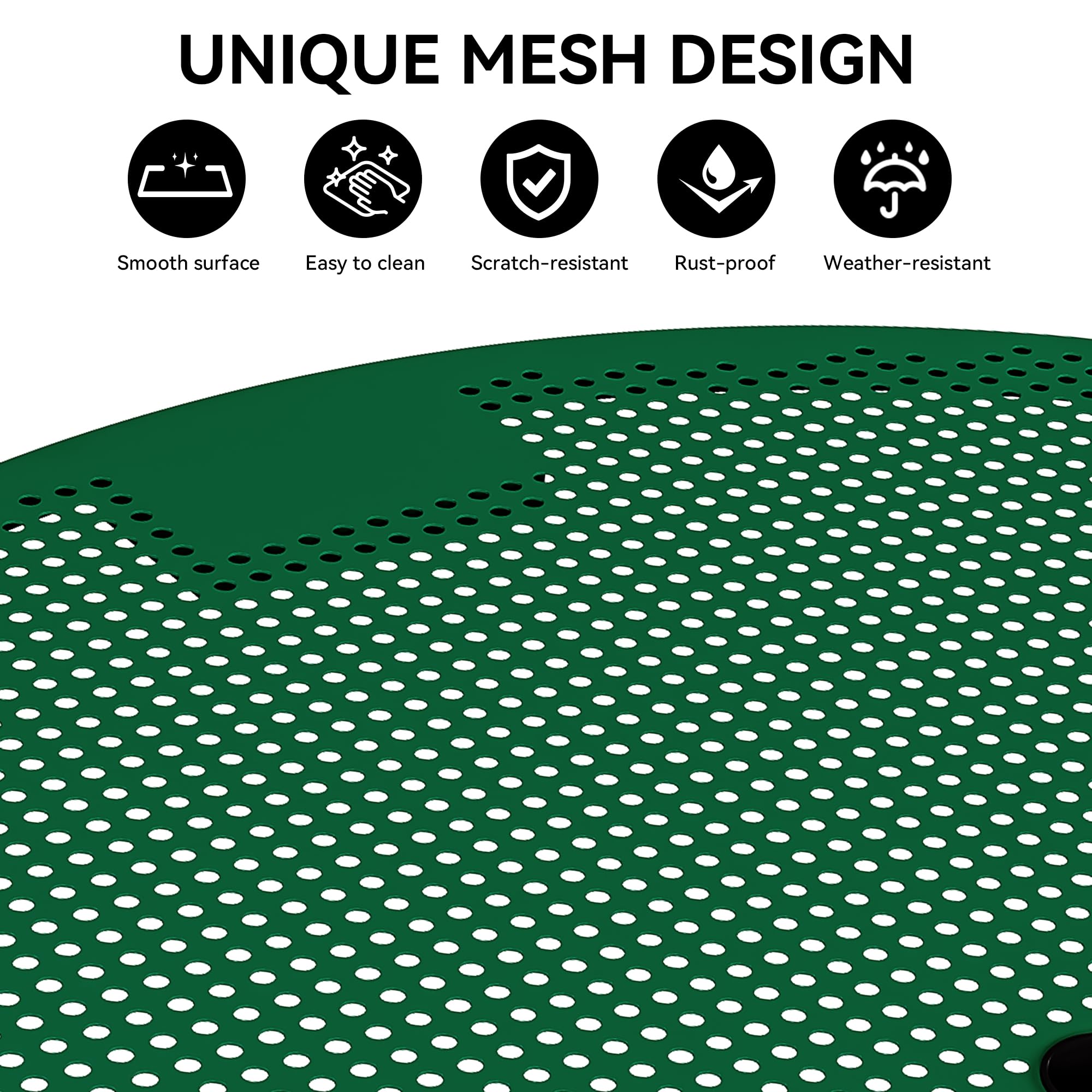 YITAHOME Coated Steel Picnic Table, 46" Heavy Duty Outdoor Picnic Table w/Sturdy Steel Frame & Umbrella Hole for Yard Patio Lawn Party, Round, Green