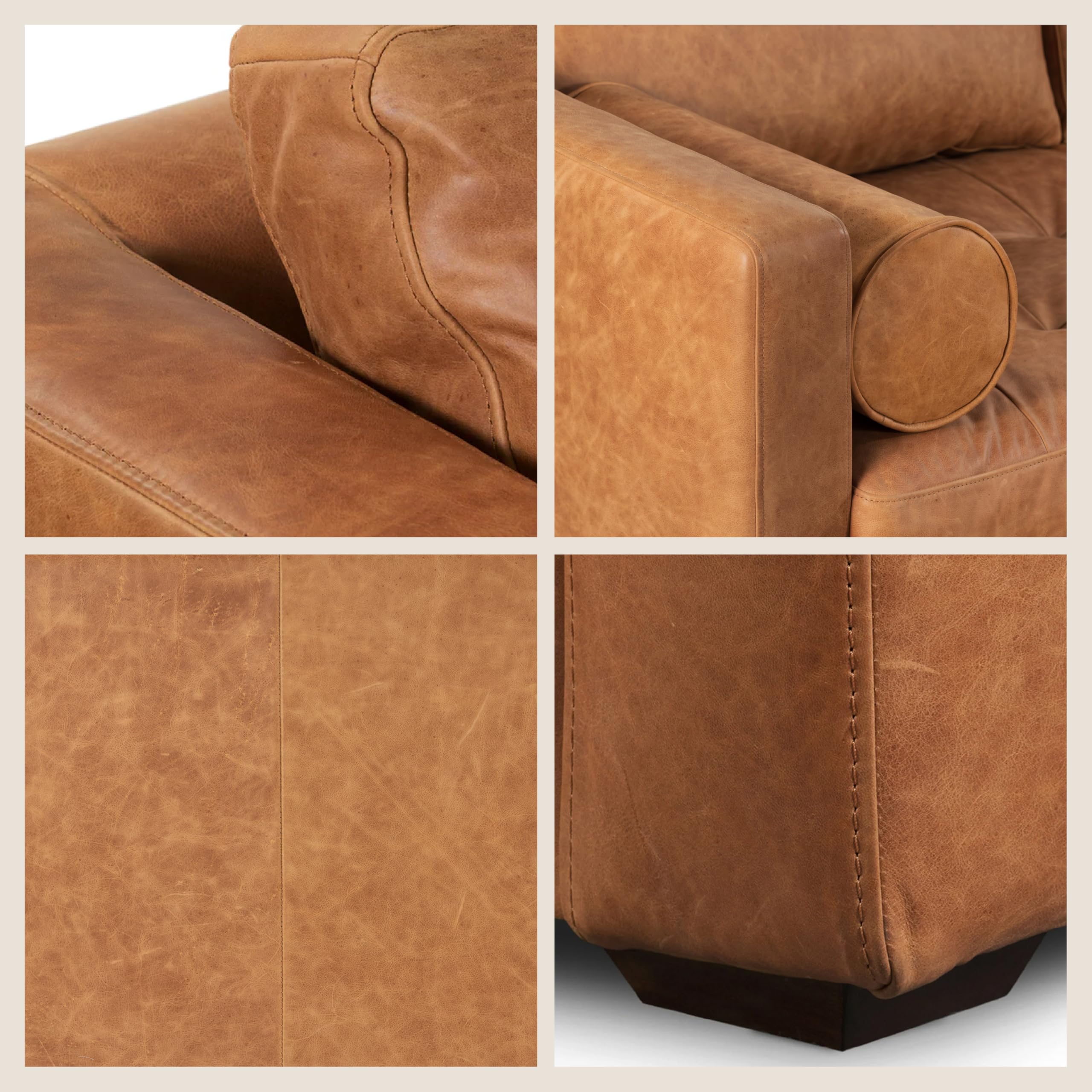 POLY & BARK Napa 82" Leather Pull‑Out Sleeper Sofa – Full‑Grain Italian Leather Upholstery,Tri‑Layer Mattress & Storage Console –Sophisticated Multi‑Functional Sofa Bed for Living Rooms & Guest Spaces
