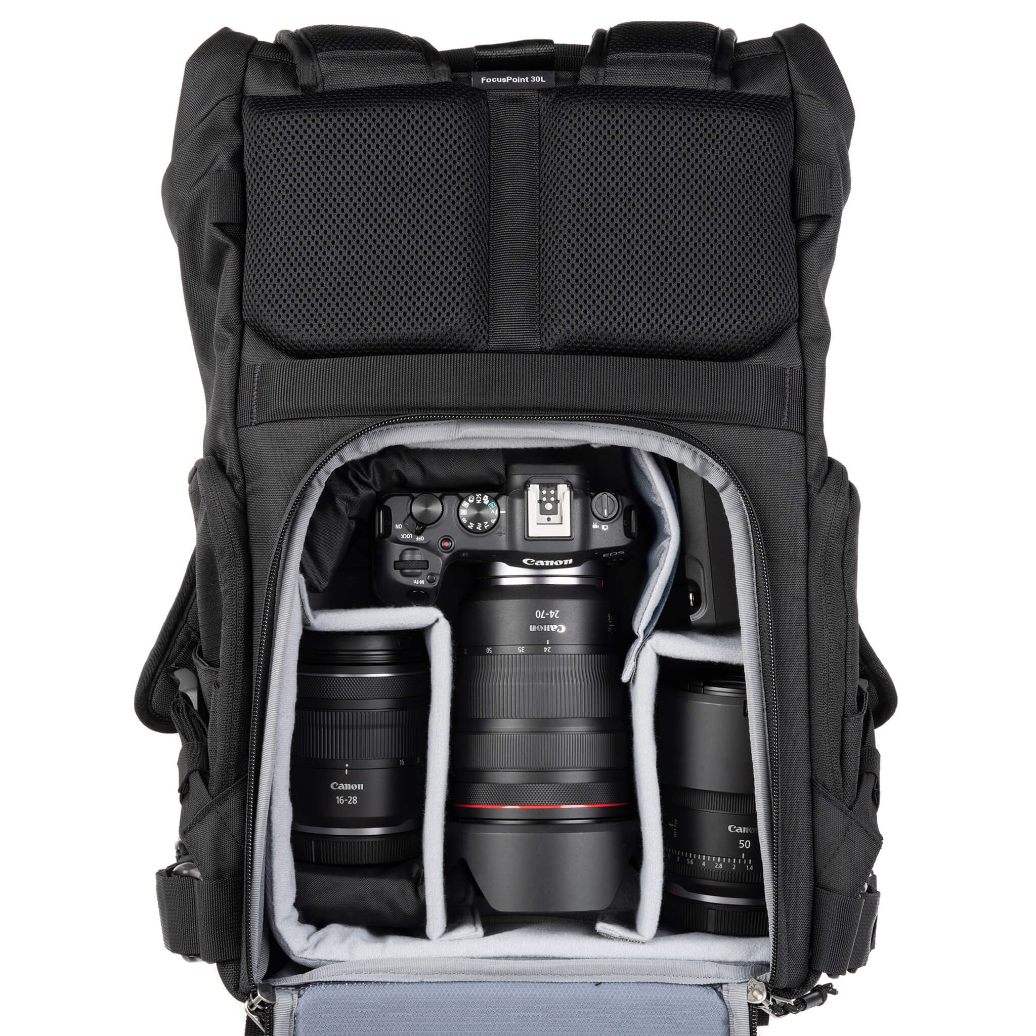 Think Tank FocusPoint 30L RollTop Camera Backpack - Greenway: Expandable Travel & Camera Backpack with Laptop Sleeve, Quick Side and Back Access, Rain Cover – Versatile Photography & Travel Bag