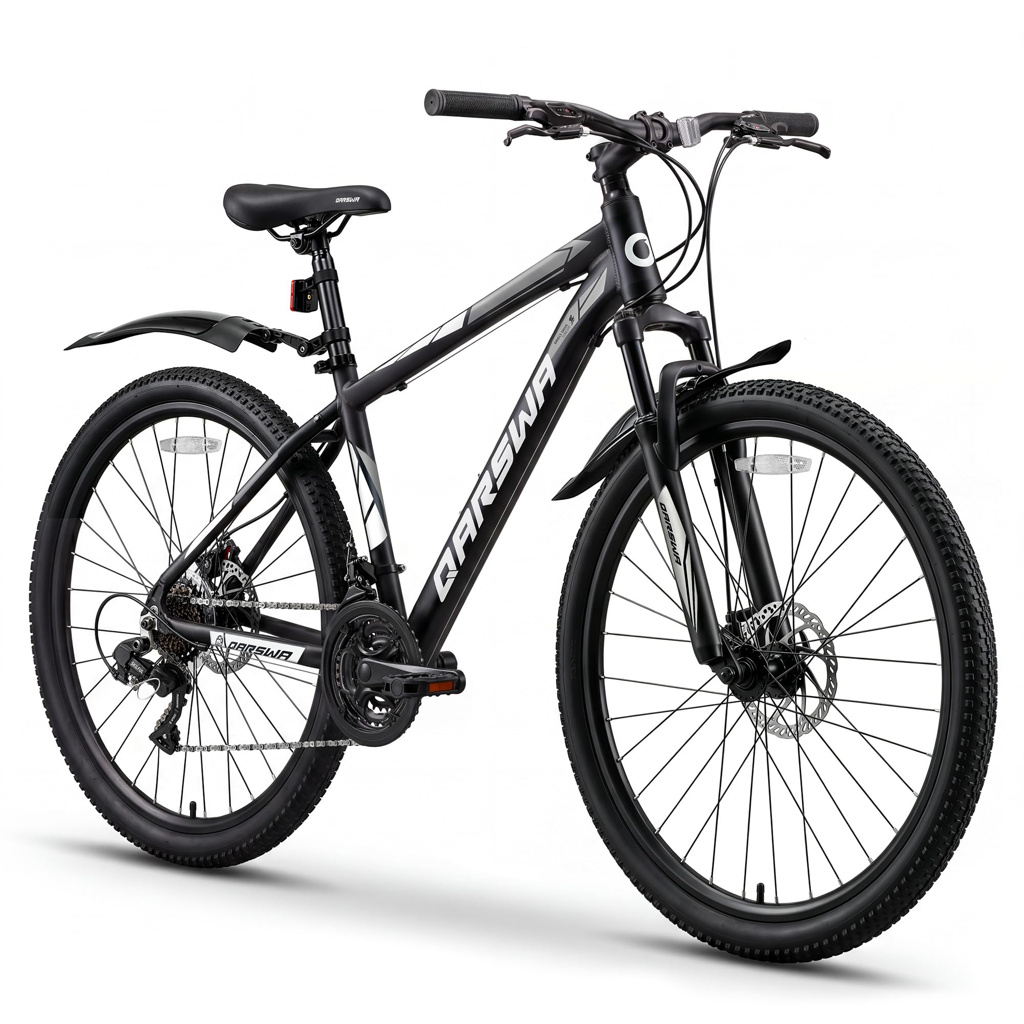 QARSWA 26 Inch Mountain Bike for Men and Women, Lightweight Aluminum Frame MTB with Dual Disc Brakes & 21-Speed Trigger Shifter, Comfort Foam Seat Adult Bicycle for Trail & Outdoor Riding,Black