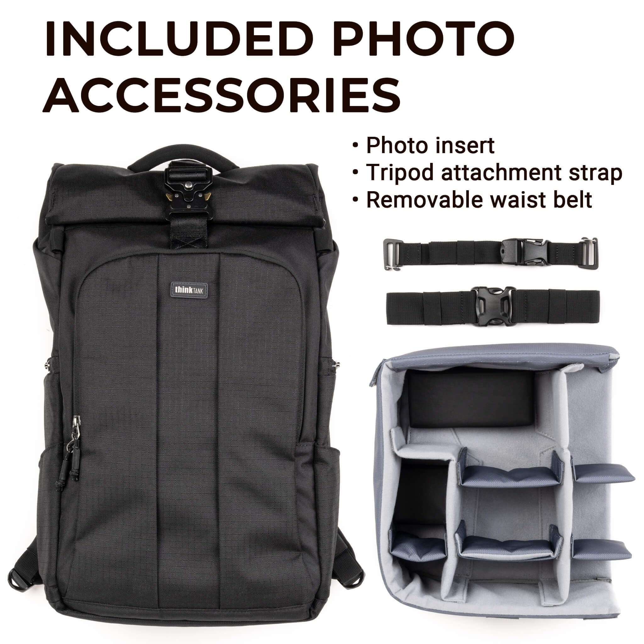 Think Tank FocusPoint 30L RollTop Camera Backpack - Greenway: Expandable Travel & Camera Backpack with Laptop Sleeve, Quick Side and Back Access, Rain Cover – Versatile Photography & Travel Bag