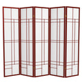 Red Lantern 6 ft. Tall Eudes Shoji Screen - Rosewood - 5 Panels