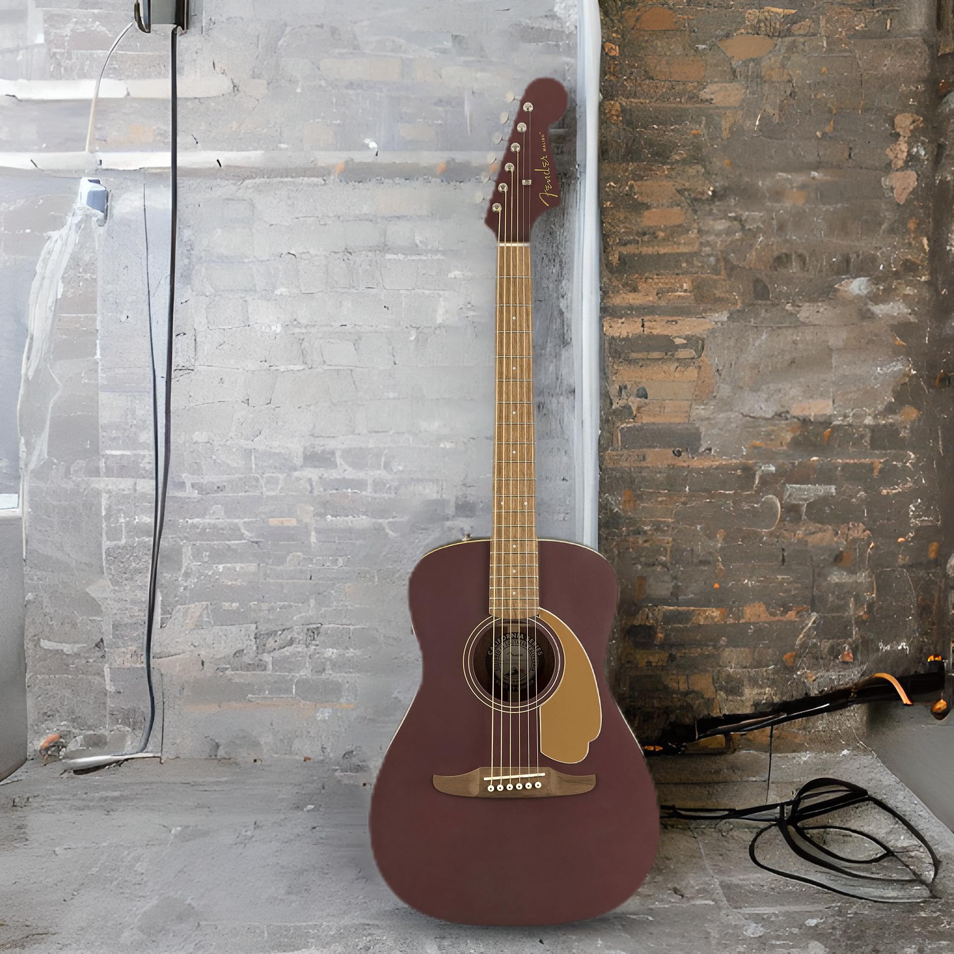 Fender Malibu Player Acoustic Electric Guitar, Burgundy Satin, Walnut Fingerboard