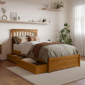 AFI, Everett Twin XL Platform Bed with Panel Footboard & Storage Drawers, Light Toffee