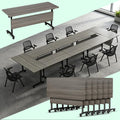 CUFEFi Folding Conference Table,Flip-Top Conference Room Table with Wheels,Waterproof Desktop,Free Combination Arrangement Modular Seminar Training Table for Office Meeting Room (10, Elm, L47.2in)