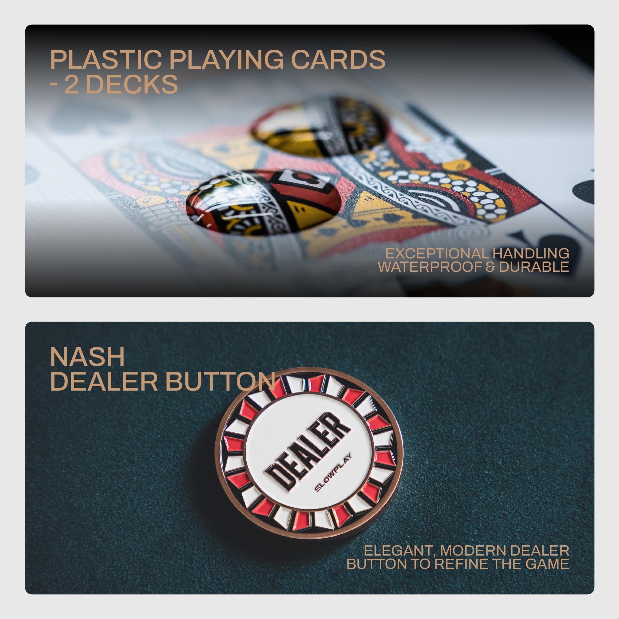 SLOWPLAY Nash Ceramic Poker Chips Set for Texas Hold'em, 500 PCS [Blank Chips], 43mm & 12g Each | Features a High-end Chip case with Extra Durable German Polycarbonate Shell