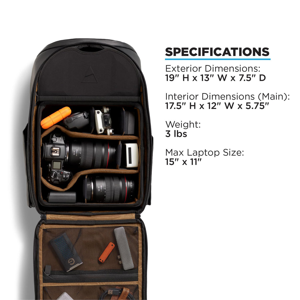 NOMATIC Peter Mckinnon Camera Pack 25L, Ladder & Divider - DSLR Camera Backpack for Men And Women, Extra Large Photography Bag, Travel Camera Backpack, Weekend Bag