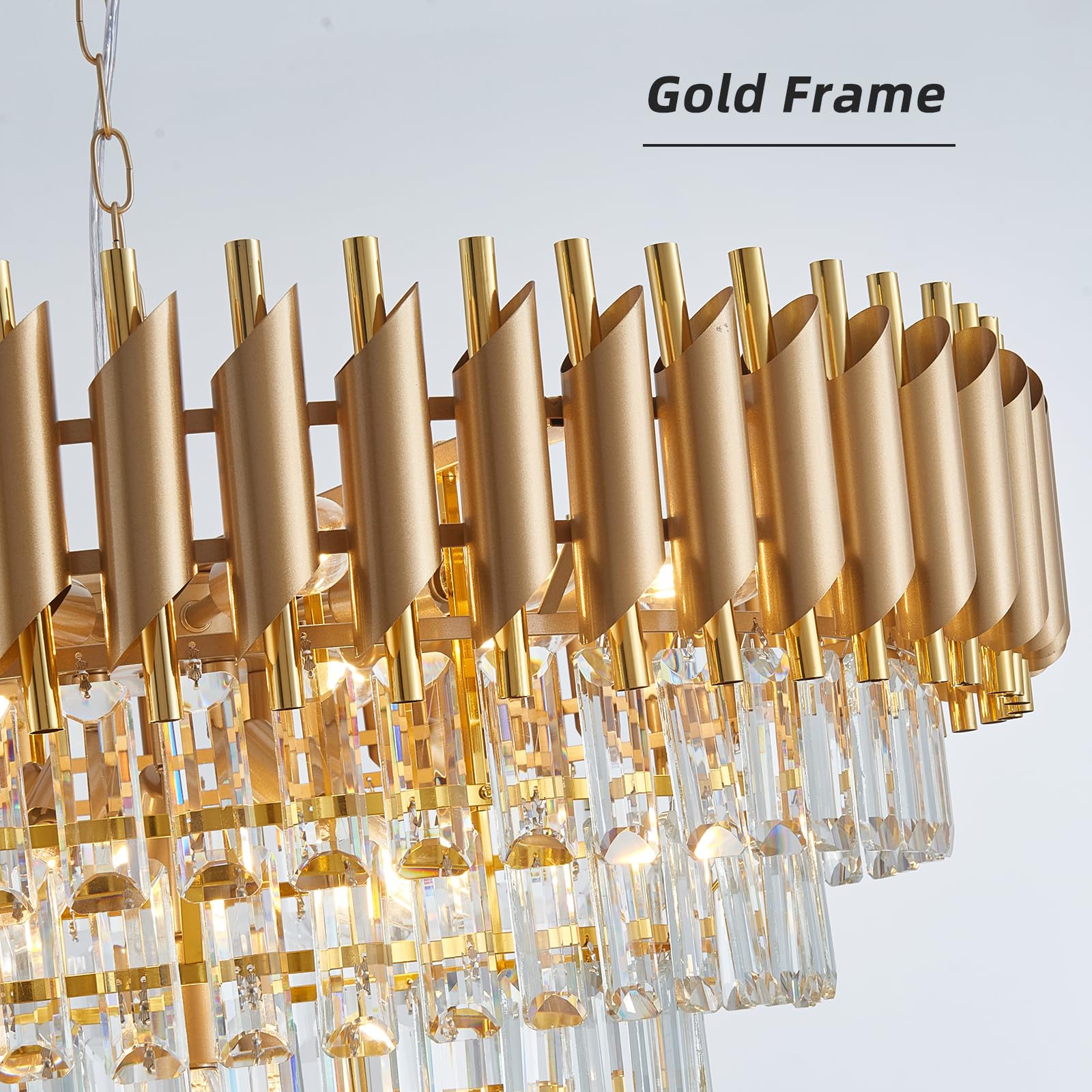 Aixialin Large Crystal Chandelier 30" Modern Hanging Crystal Pendant, 6 Tiers K9 Crystal Ceiling 16 Lights Fixtures, Round Pendant Lighting Large Chandelier for Entryway Dining Room Staircase