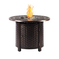 Oakland Living Round 34 in. x 34 in. Aluminum Propane Fire Pit Table with Glass Beads, Two Covers, Lid, 37,000 BTUs in Copper Finish