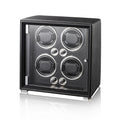 KOHUDIS Watch Winder for 2/4/6/9 Automatic Watches, high-end Leather Making, Super Quiet Mabuchi Motor, Two Power Modes, Built-in led Lights (Black, 4 Slots)